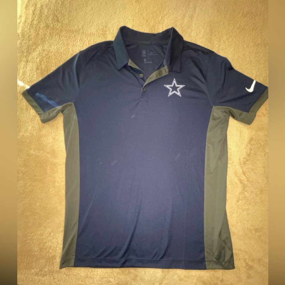 Nike Men's Dark Blue and Gray Dallas Cowboys Polo Shirt
